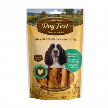 Dog Fest Chicken strips on a chewy stick for adult dogs - 90g (3.17oz) TREAT