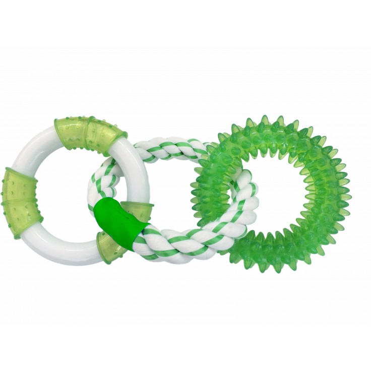 CHOMPER TRIPLE RINGS WITH TPR SPIKE, ROPE & NYLON - GREEN