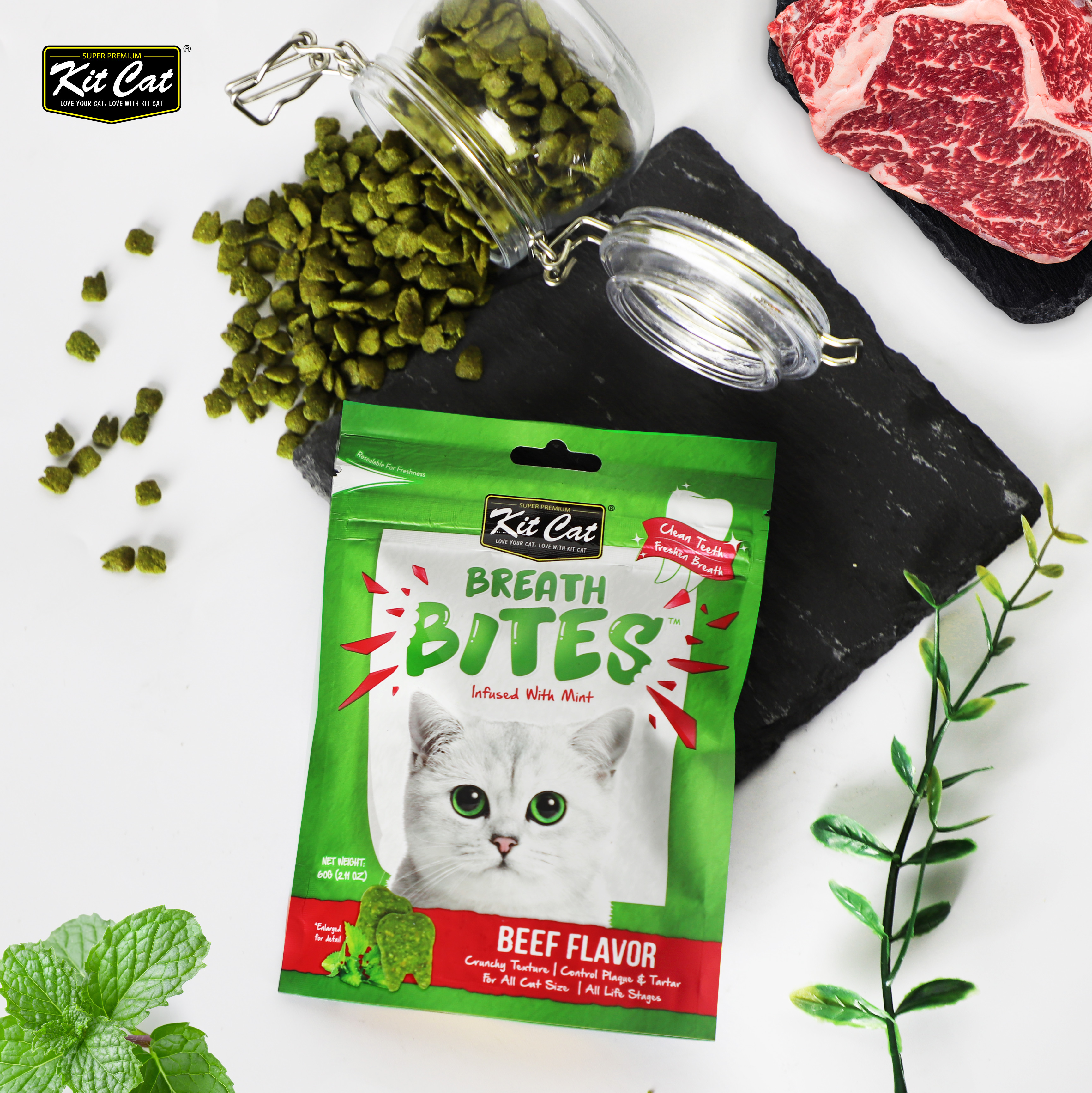 Kit Cat Breath Bites Beef Flavor 60g Cat Treat